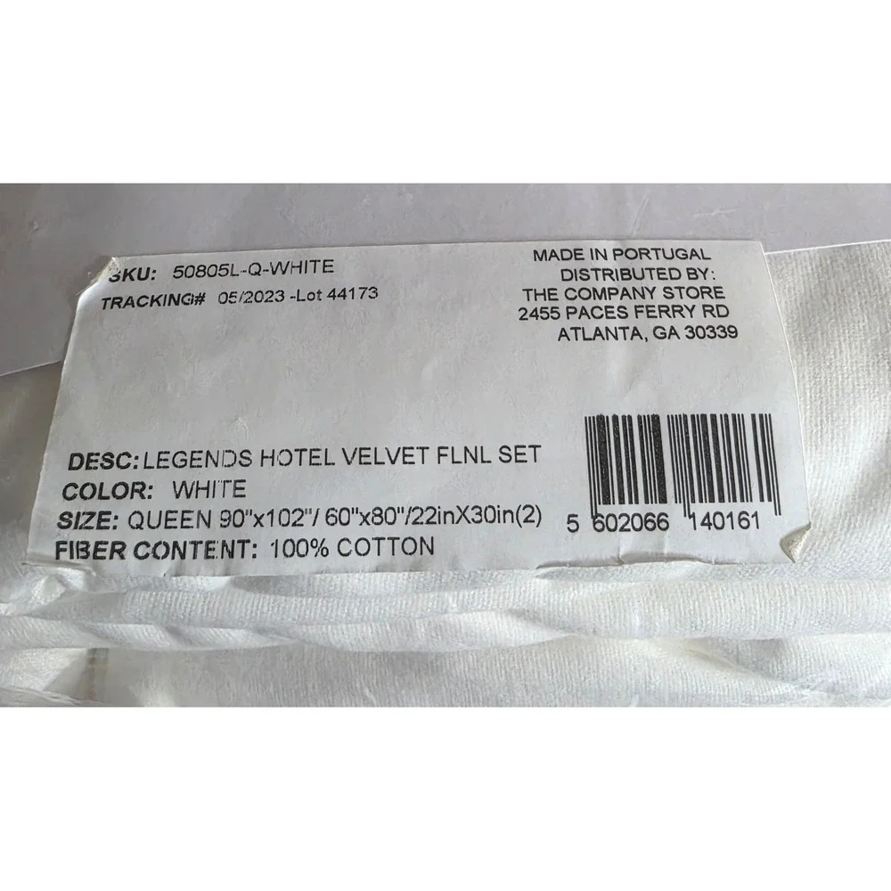 The Company Store Legends Hotel Velvet Flannel Sheet Set Queen White 50805L-Q